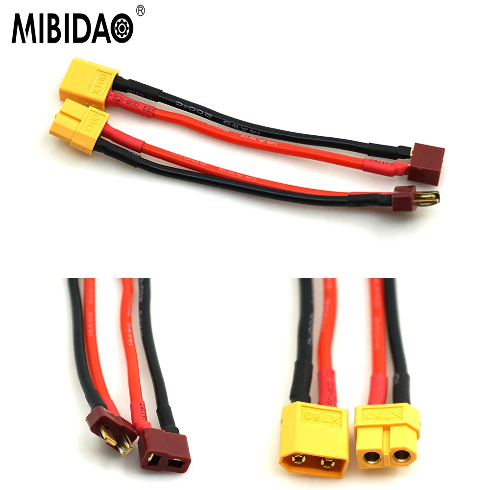 

MIBIDAO T Female/Male Connector to XT60 Deans Style Plug Cable Battery Adapter Cable