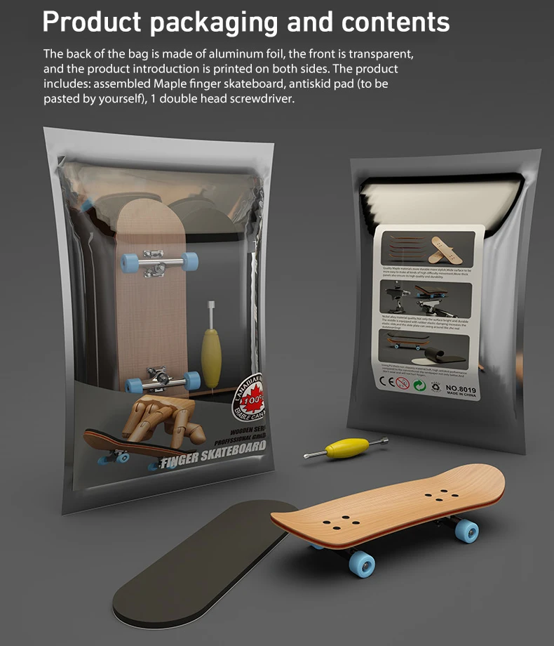 Juguete de rompecabezas, monopatín de dedo, monopatín de madera de arce, pasatiempos, novedad, juguetes sensoriales antiestrés para niños, mini patineta divertida y linda, regalo