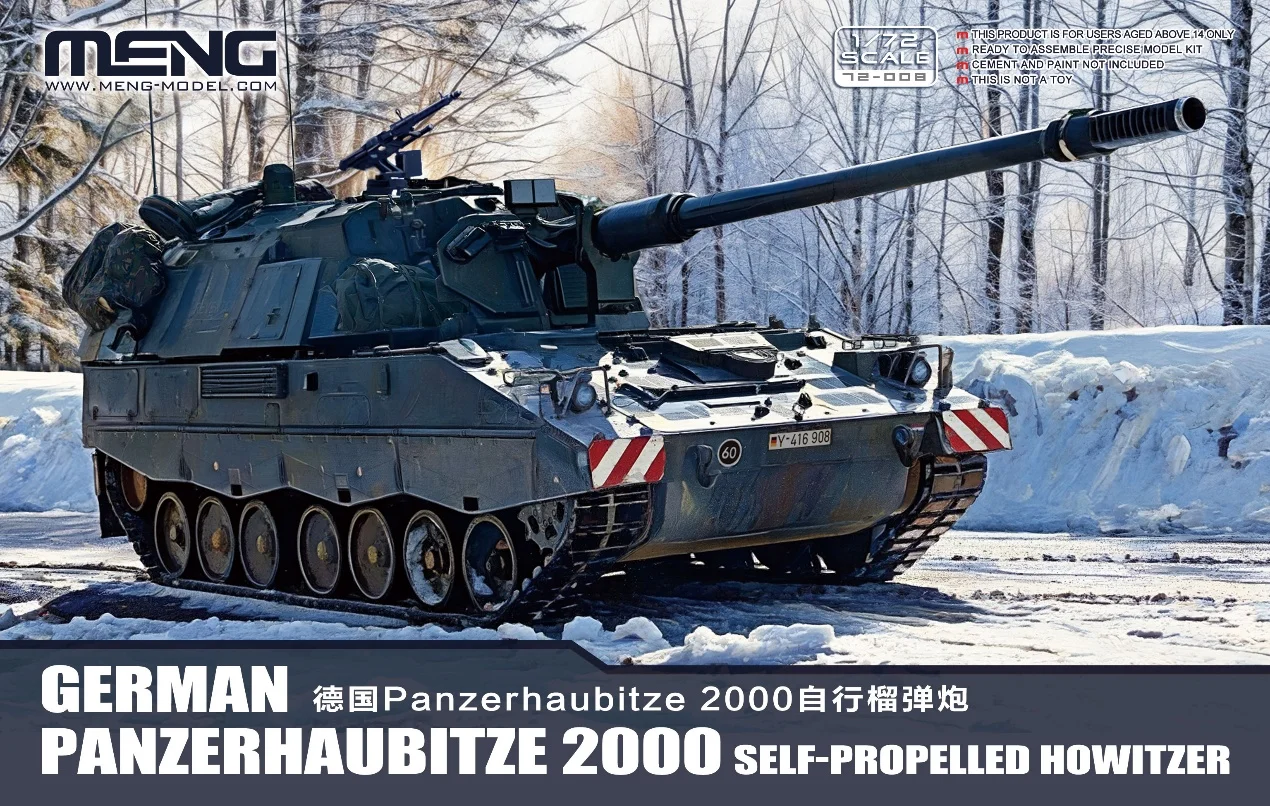 

MENG Military Assembled Tank Scale Model Kit 72-008 German PZH2000 Self-Propelled Howitzer 1/72 Toy DIY Collection