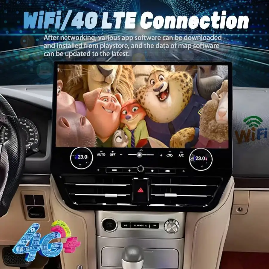 19.8inch Android Auto For Toyota Land Cruiser LC200 LC300 VX-R 2008-2021 Car GPS Navigation Multimedia Player Carplay Stereo DSP