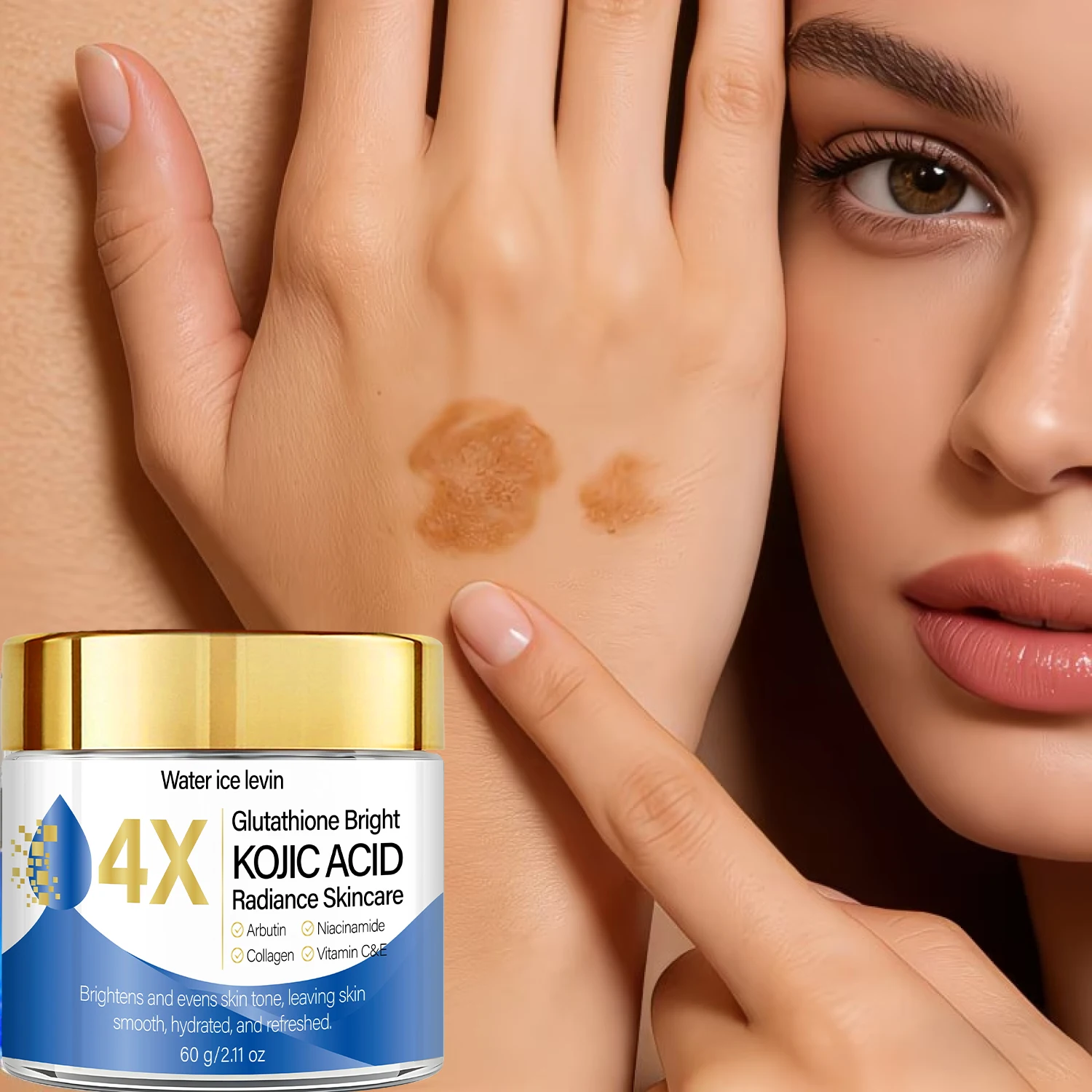 Water ice levin Glutathione Kojic Acid Face Cream Brightening Even Tone with Arbutin Niacinamide Collagen Vitamin C Retinol 60g