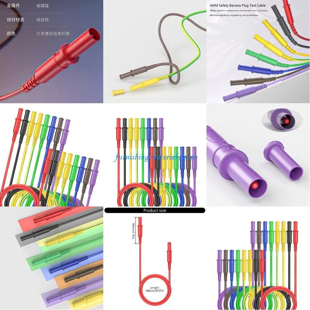 

Y5GD 8pcs Upgrades Silicone Test Probes with Plate Contacts 4mm Banana Plugs 100cm Length for Electronics Testing