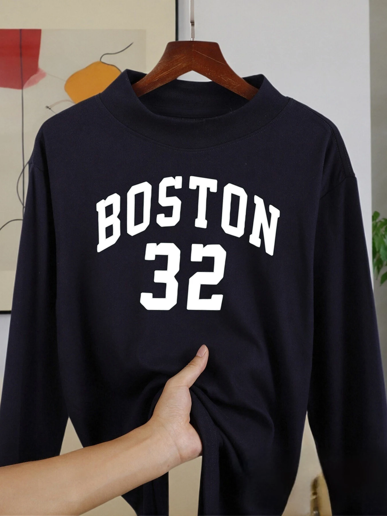 Boston Nummer 32, langärmelige Hemden, verdickte Passform, bequemes Herbsthemd, warmes Samt-Fleece-Oberteil mit mittlerem Kragen