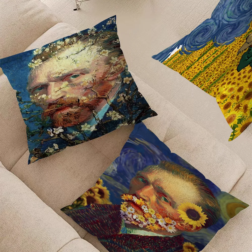 Van Gogh Oil Painting Pillow Gifts Home Office Furnishings Bedroom Sofa Car Cushion Cover Case 45x45cm