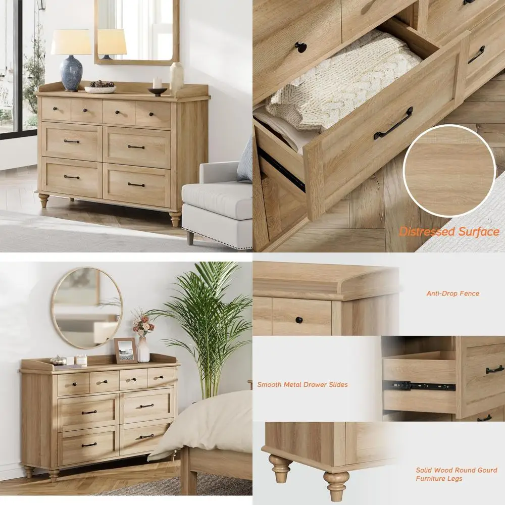 

Комплект мебели для спальни с 6 ящиками и широким комодом для детей, тумба под телевизор из светлого дерева для гостиной, отделка под дуб, органайзер для детской комнаты