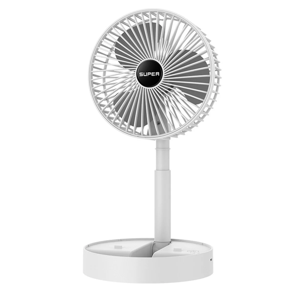 Folding Portable Retractable Electric Fan USB Rechargeable Battery Ultra-Quiet Adjustable Wind Speed Desktop Fan White