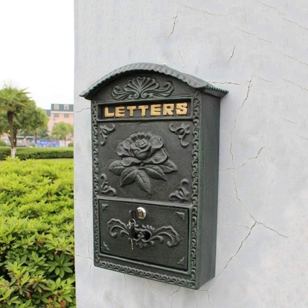 

Письменный ящик для виллы на открытом воздухе, непромокаемый домашний почтовый ящик, старые поделки, почтовый ящик, настенный чугунный водонепроницаемый почтовый ящик, защитный почтовый ящик