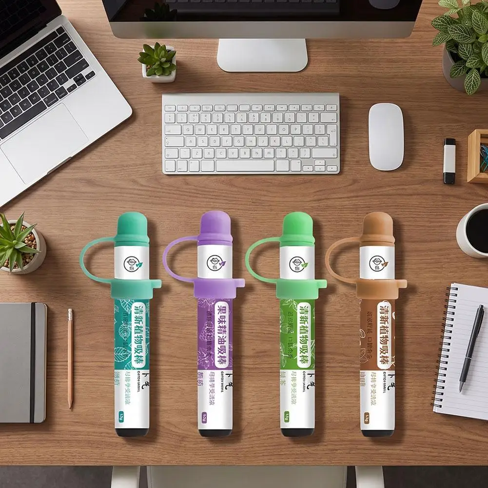 Herbal Aroma Nasal Inhaler Stick Portable Cool Scent Aromatherapy Wand Freshen Breath Natural Plant Relaxing Oral Care
