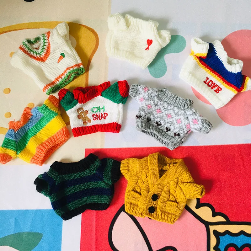 Suitable for 20cm Plush Bear Doll Clothes New Hot-selling Sweaters Simple and Versatile Striped Tops Cartoon Pattern Sweaters