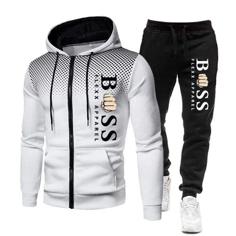 2023 neue Herbst Winter Reiß verschluss Fleece Herren Trainings anzug Hoodies Hosen Sweatshirts zweiteilige Sets Anzug Sportswear Marke Herren bekleidung