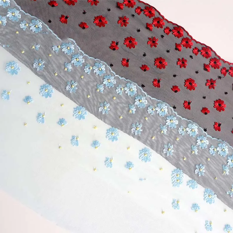 

15Yards Floral Mesh Embroidered Lace Trims for DIY Sofa Cushion Curtain Clothing Wedding Tulle Decorative Edge Material