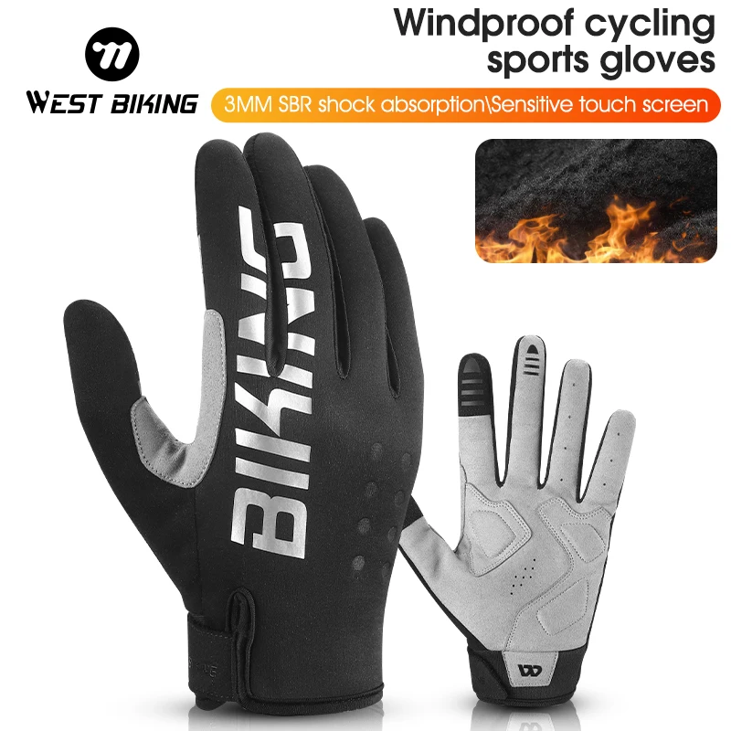 WEST BIKING Cycling Gloves Winter Autumn Touch Screen Outdoor Sports Fitness Bicycle Gloves Men Women Motorcycle Gloves