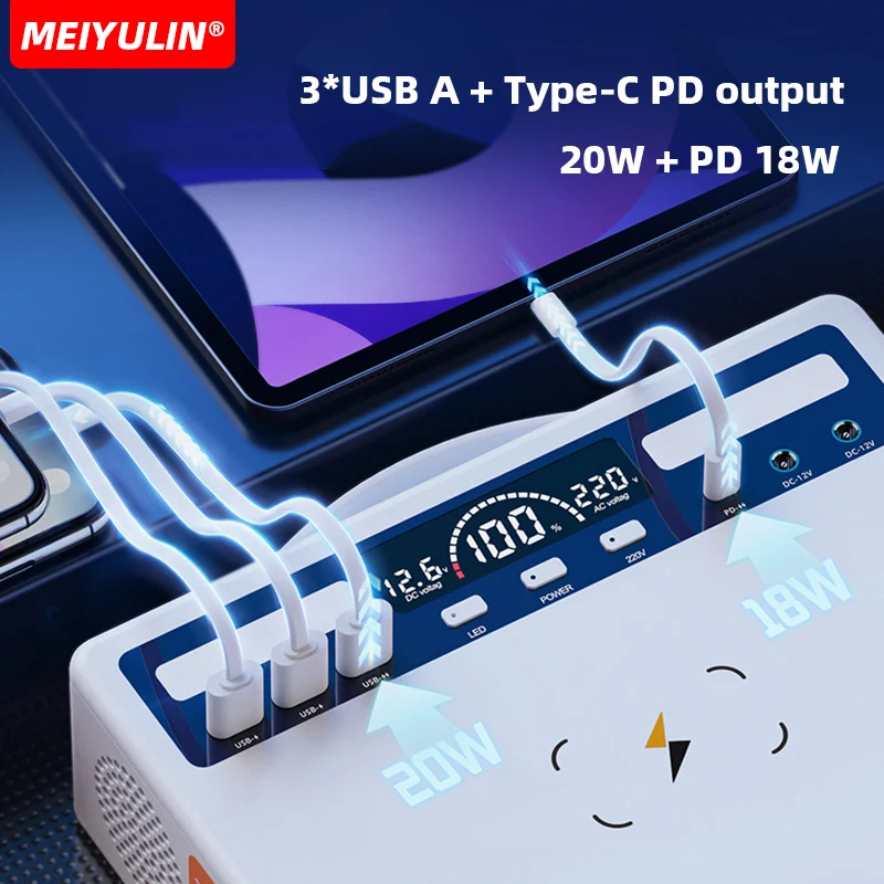 220V 300W Portable Power Station 81000mAh Solar Generator USB C DC wireless External Spare Battery Powerbank For Outdoor Camping