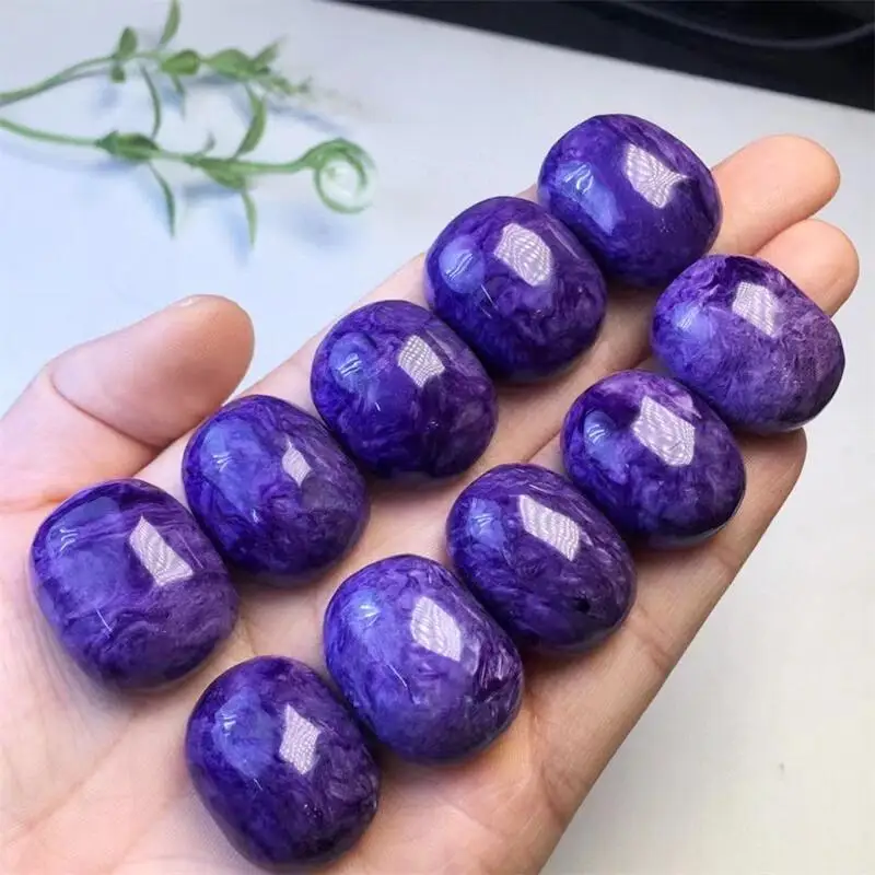 2pcs Natural Charoite Egg Face Fashion Trendy Creative Vintage Jewelry For Women Trendy Creative Women Party Gift 24-26mm