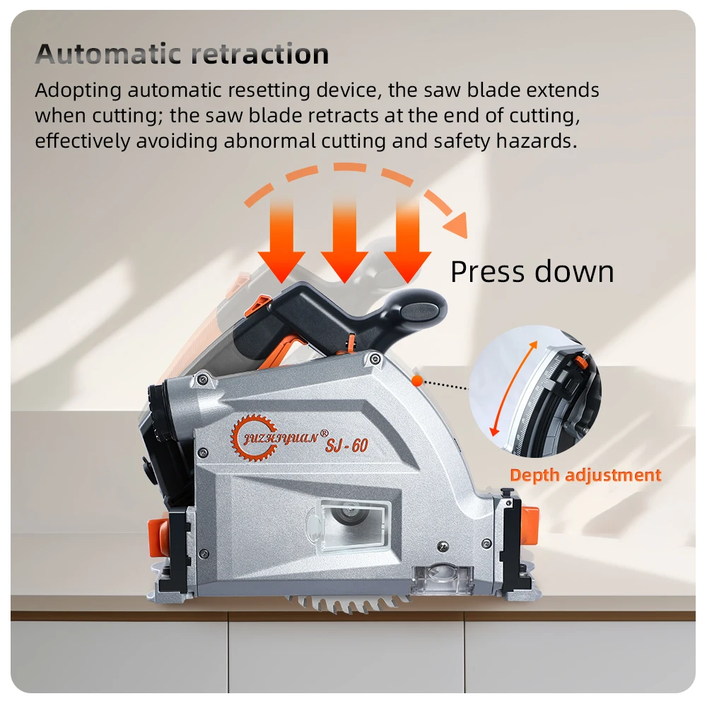 

Portable 2000 Watt Chainsaw Large Wood Cutting SJ-60 Track Saw with Efficient Insert Cutting