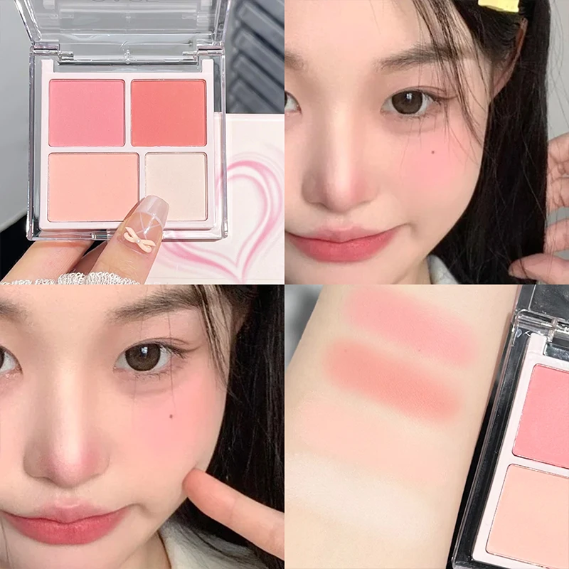 Highlighter Blusher Palette Expansive Color Brighten Face Contour Shadow Long-Lasting Waterproof Matte Cheek Tint Korean Makeup