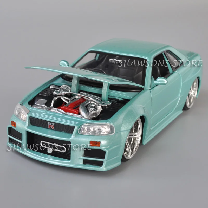 Jada 1:24 Scale Diecast Metal Model Car Toy Nissan GT-R BNR34 R34 Miniature Replica