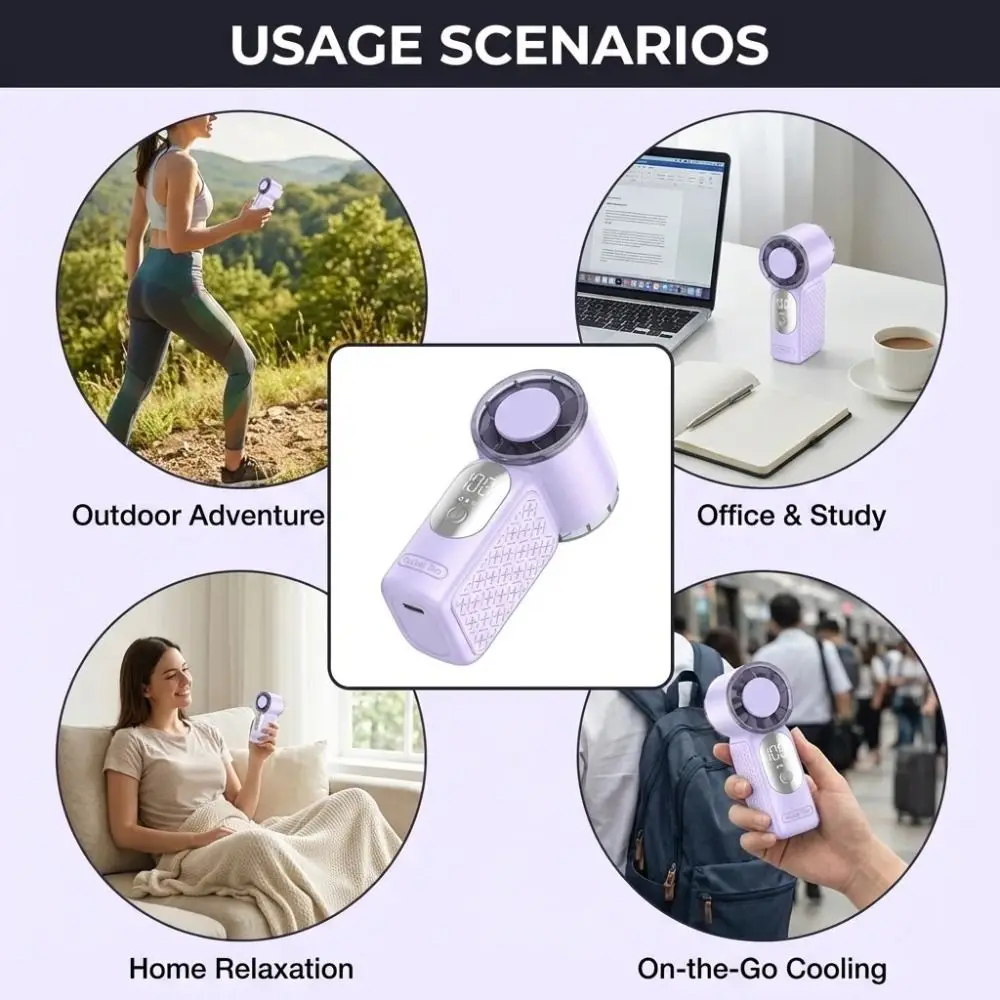 

Ultra-Long Battery Life Portable Handheld Fan Built-In Rechargeable Battery Rechargeable Mini Fan for 5V/1A/2000mAh