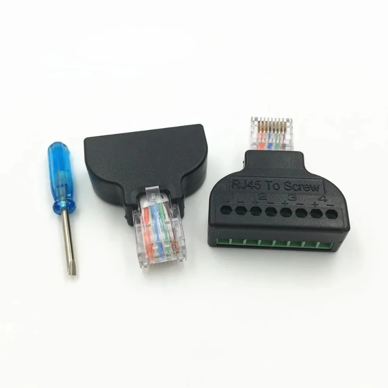 

10 шт. новый разъем RJ45 Ethernet «папа» на 8-контактный AV-терминал, винтовой адаптер, блок-штекер, разъем для аксессуаров для видеонаблюдения