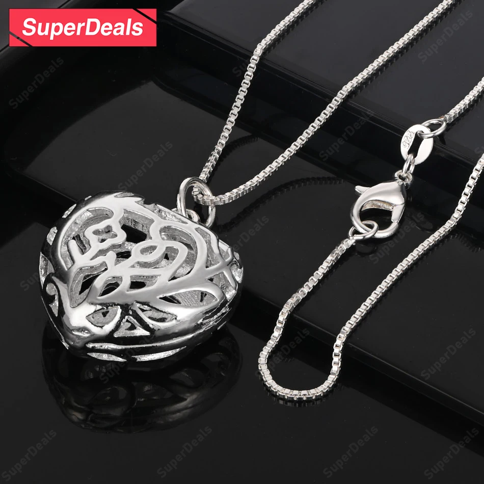 SuperDeals 925 فضة القلب Waterdrop هندسية الصليب قلادة قلادة سيدة الموضة مجوهرات الزفاف هدية عيد ميلاد