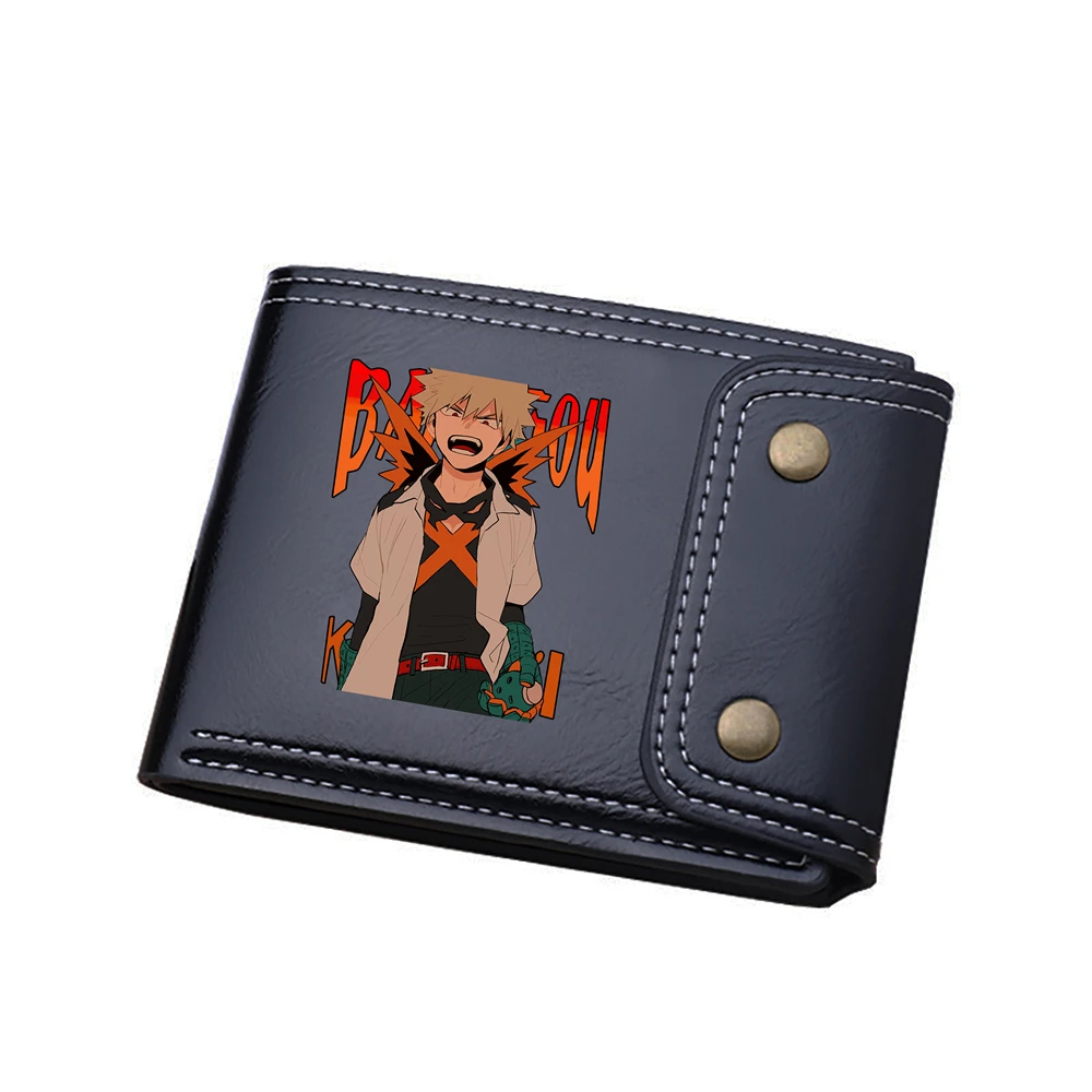 Anime My Hero Academia Short Wallets Bakugou Katsuki ID Card Holders Pu Leather Coins Purses Cartoon Money Bags Boys Clutch