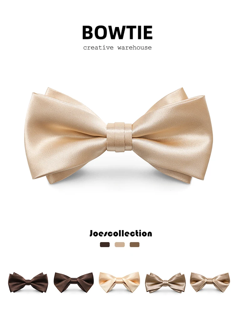 

Joescollection Solid color wedding groom groomsmen men khaki bow tie suit bow