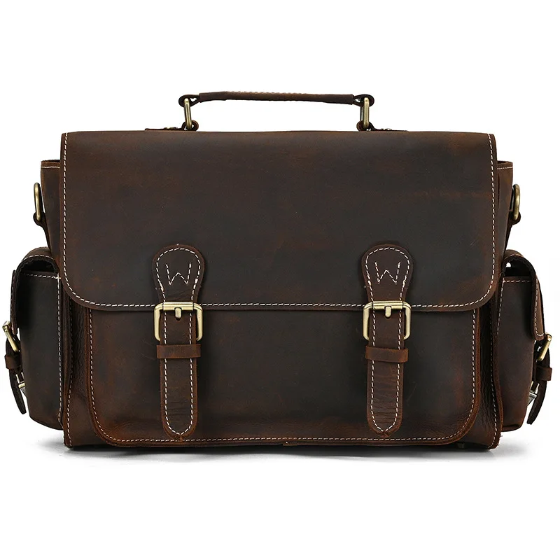 

Vintage Genuine Leather Camera Bag For Men Outdoor Shoulder Messenger Bag Detachable Inner Pocket SLR Camera Bag Cowhide Men Bag