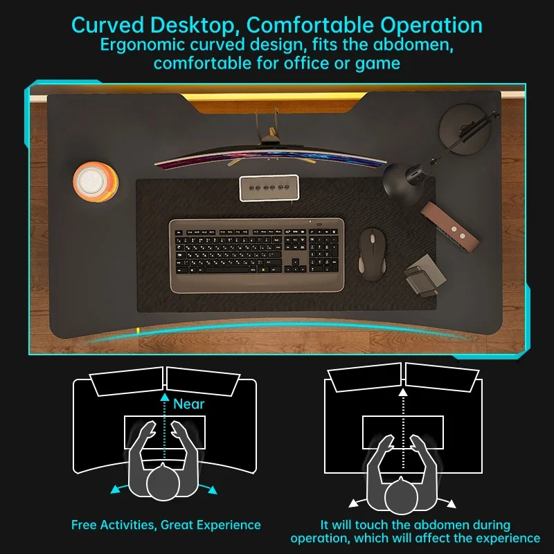 De ordenador de escritorio y silla 31,5 pulgadas para oficina en casa, escritorio ergonómico para juegos, mesa de estudio para estudiantes, estación