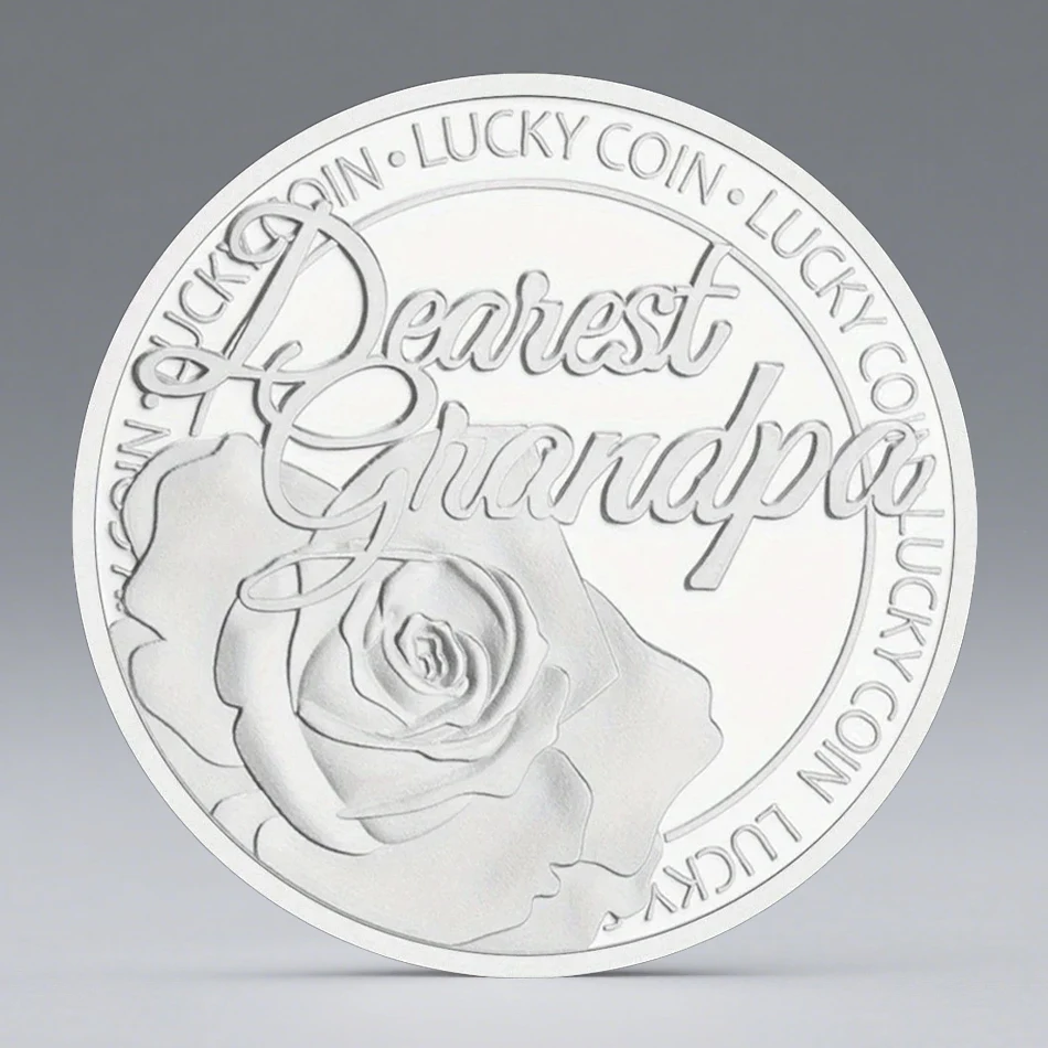 Dearest Grandpa Collectible Coin Best Grandpa Gold Plated Commemorative Coin Lucky Gift