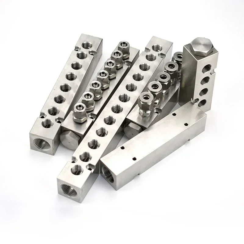 

High Pressure 30x30mm G1/2" In G1/4" Out 2-12 Way 304 Stainless Steel Distributor Manifold Splitter Block Pneumatic Air Fitting
