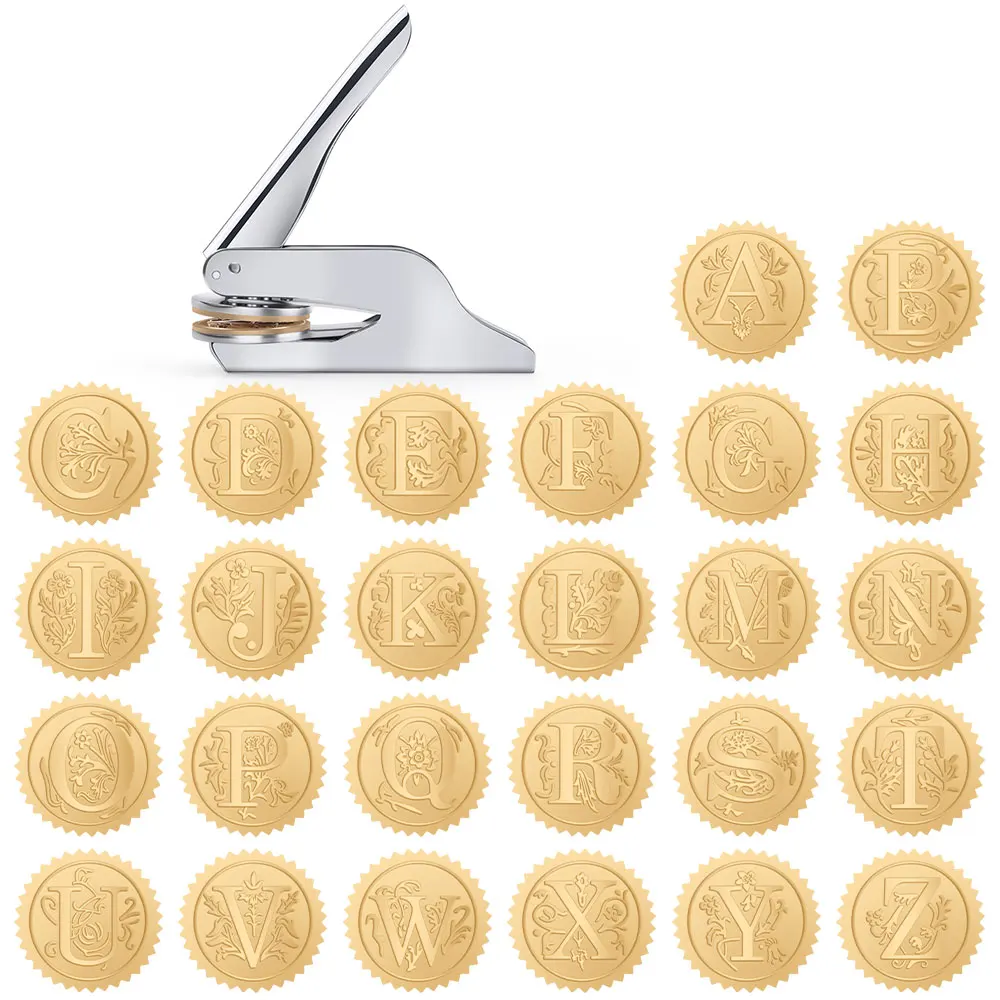 26 Alphabet Embosser Stamp Letter initials Wedding Library Book Private Seals Envelope Party Invitation Embossing Stamps DIY