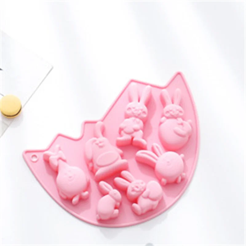 

Easter Eggshell Rabbit Silica Gel Baking Mold Festival Easter Eggs Decorations Chocolate Cake Biscuit Candle Soap Handmade Tool