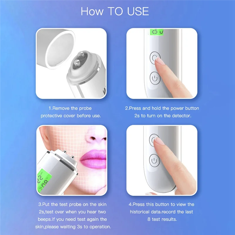 N98R Skin Moisture Tester Fluorescent Agent Detector LCD Display Facial Skin Moisture Meter