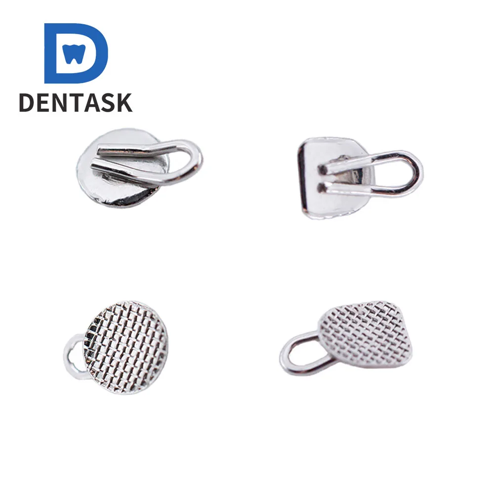 10PCS Dental Orthodontic Lingual Button Metal Composite Bondable Traction Hook Mesh Base Round Rect Dentist Material