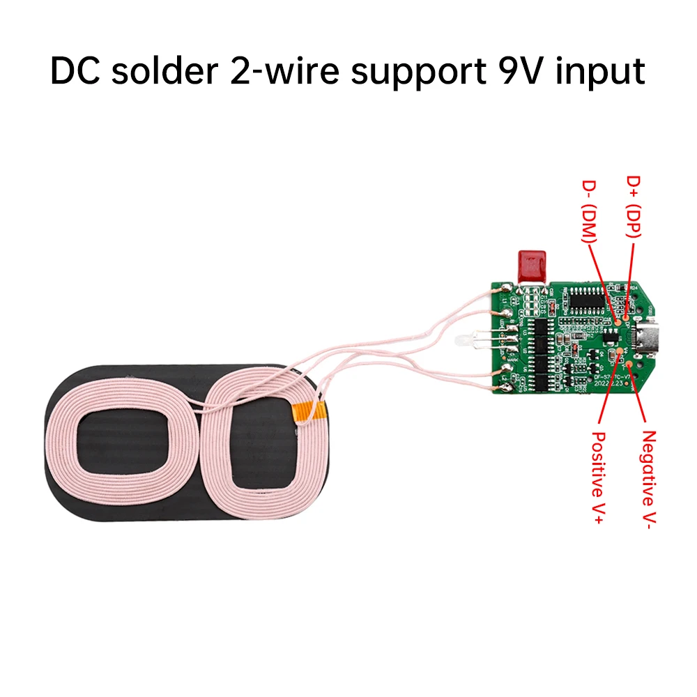 15W Dual 2 Coil Transmitter Module Coil Circuit Board Type-C 5W/7.5W/10W/15W Qi Fast Charging Module DIY Phone Accessories