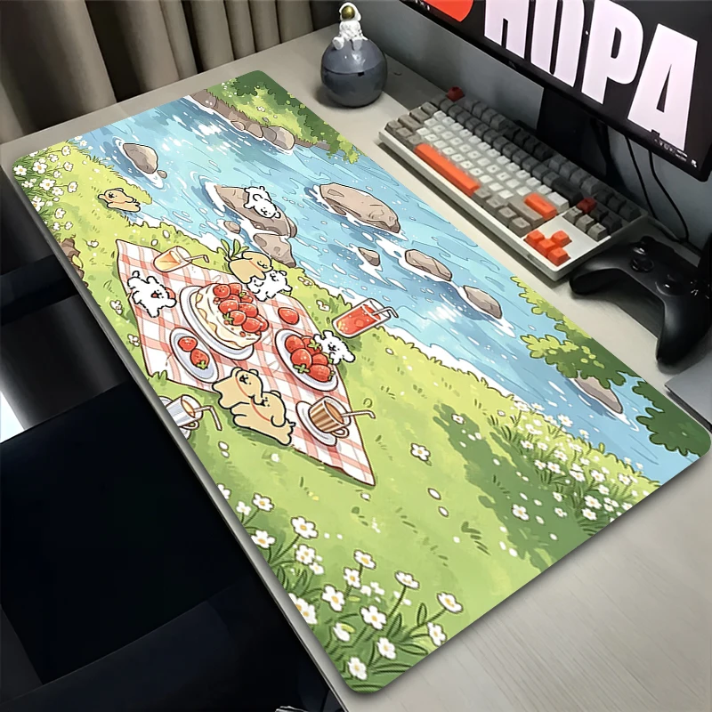 Mouse pad HD Print Cute Line Puppy Office Computer Desk Mat Large Gamer Keyboard Pad Anti Skid Gaming MousePad Decoracion carpet