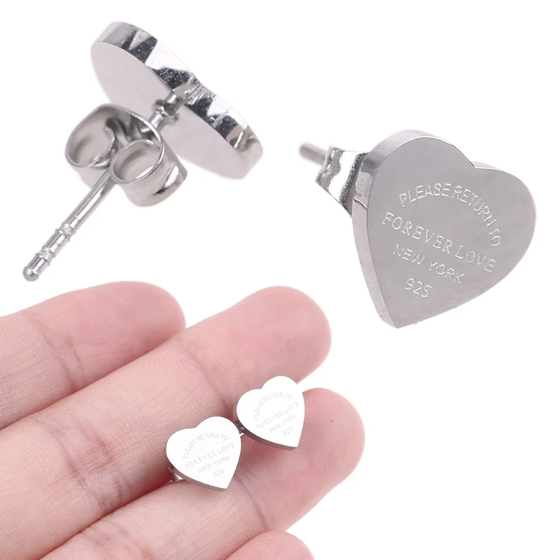 Stainless Steel Love Forever Heart Earring Jewelry for Boyfriend Girlfriend Dropsale