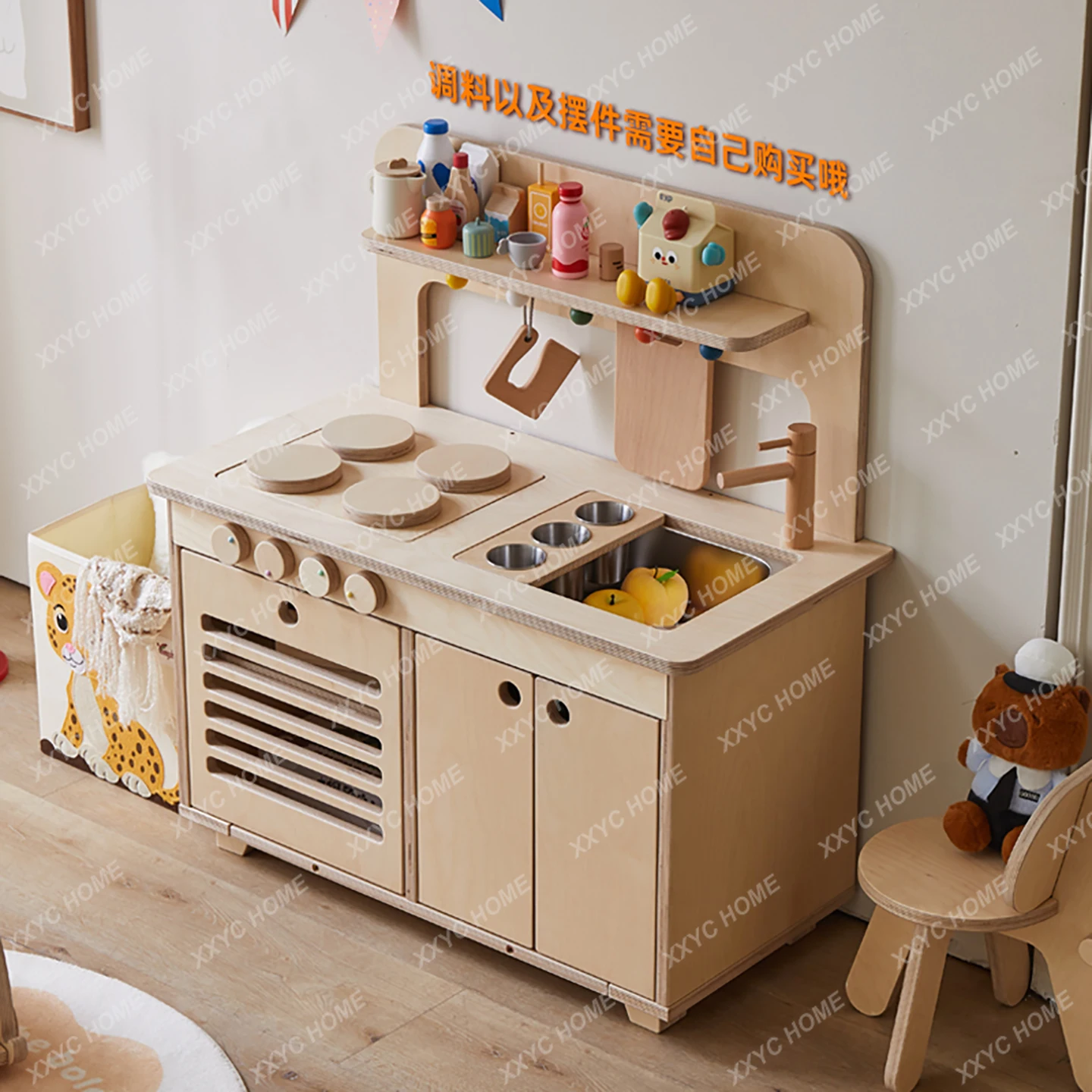 

Children's Kitchen Play House, Simulation, Cooking Baby Educational Wooden Toys Birthday Gifts