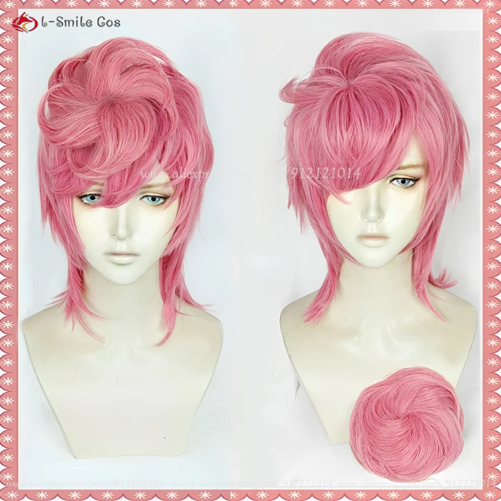 

Trish Una Cosplay Wig Rose Pink Wigs With Clip Bun Wigs For Women Cosplay Anime Wigs Heat Resistant Synthetic Hair Halloween