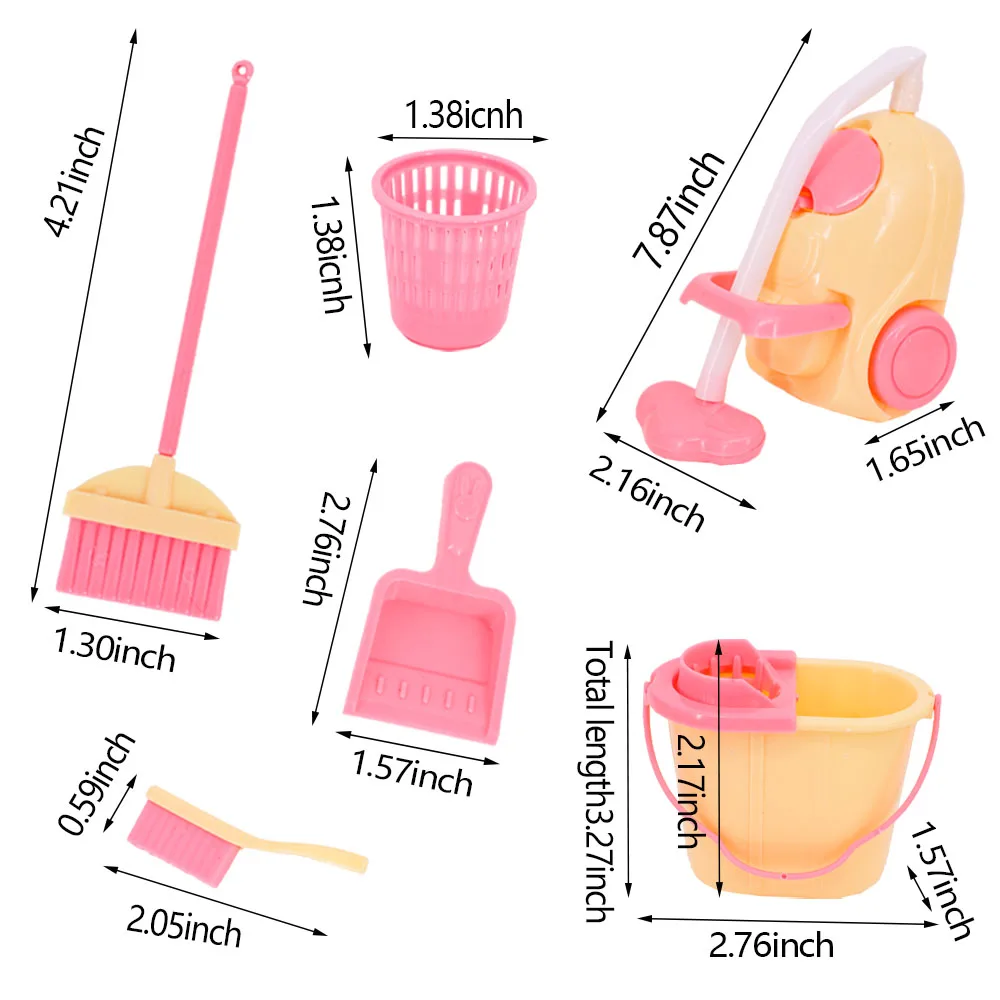 Plastic Cleaning Tools Miniature Items Mini Mop/Broom/Vacuum Cleaner for Dollhouse Accessories 1:12 Doll House Furniture DIY Toy