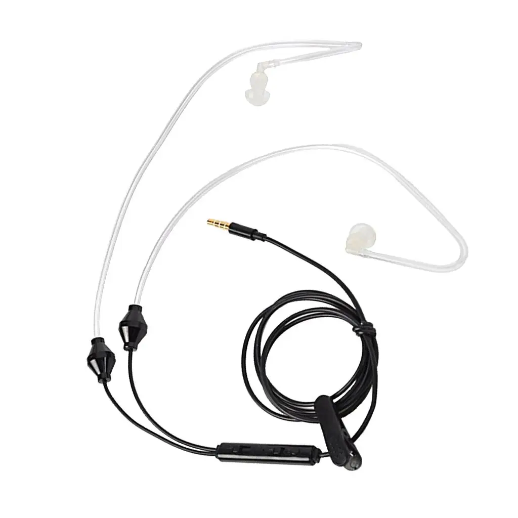 

3.5mm Stereo Air Tube Wired Earphone Anti-radiation Binaural Headsets Noise Isolating Earbuds With Mic for Mobilephone