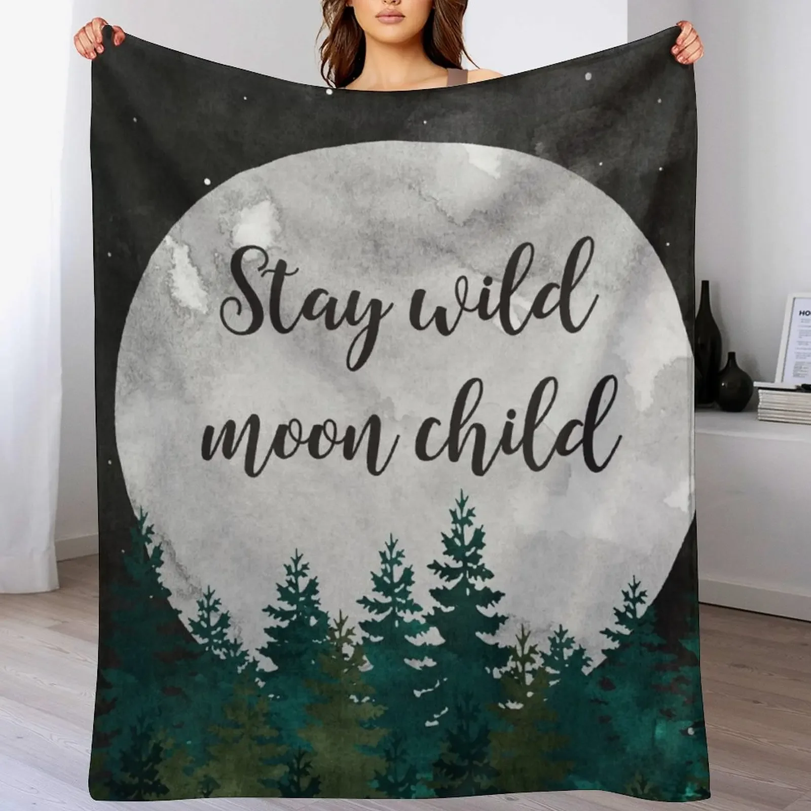 

Stay Wild Moon Child Throw Blanket Soft Home Decor Blanket for Couch Bedroom