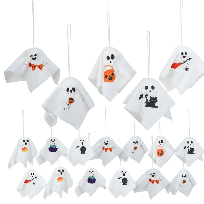 

8Pcs Halloween Hanging Ghost Mini Figurine Dolls Pendant Halloween Party Gifts Haunted House Horror Props Home Garden Yard Decor