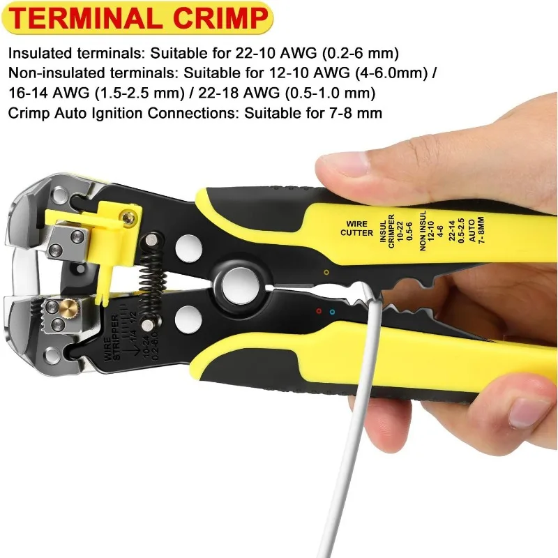 Wire Stripper Multifunctional Wire Stripping Pliers Adjusting Insulation Wire Stripper for Wire Stripping, Cutting, Crimping