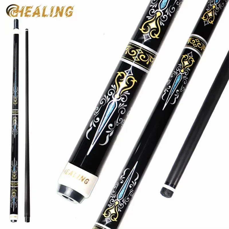 Carbon Fiber Pool Cue Black Technology Low Deflection Billiard,12.4mm/12mm,147cm,19-20OZ Billiard Pool Stick Play Cue, Carom Cue