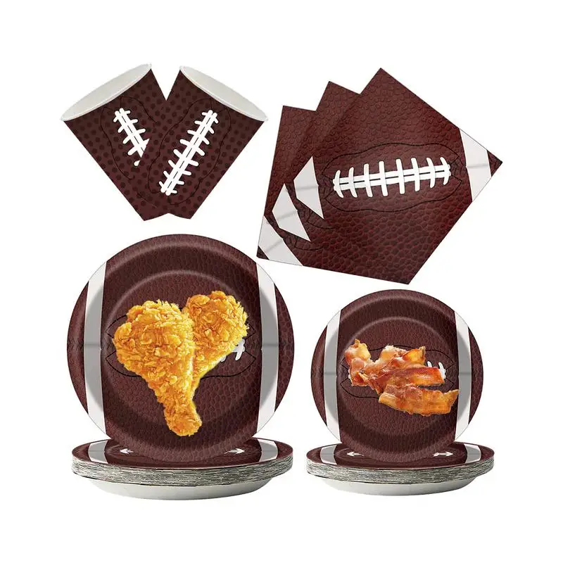 Football Birthday Party Decorations Realistic Ball Shape Tableware Set 168 Pieces Party Vivid Party Snack Dinnerwares Shower