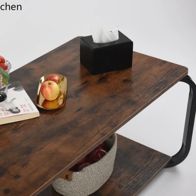 طاولة قهوة HXL بطبقة مزدوجة لغرفة المعيشة والمكتب بتصميم بسيط #3