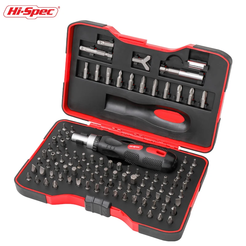 hi spec 101pc profissional power chave de fenda bit conjunto cromo vanadio aco bit de seguranca com alca torx hex phillips parafuso bit 01