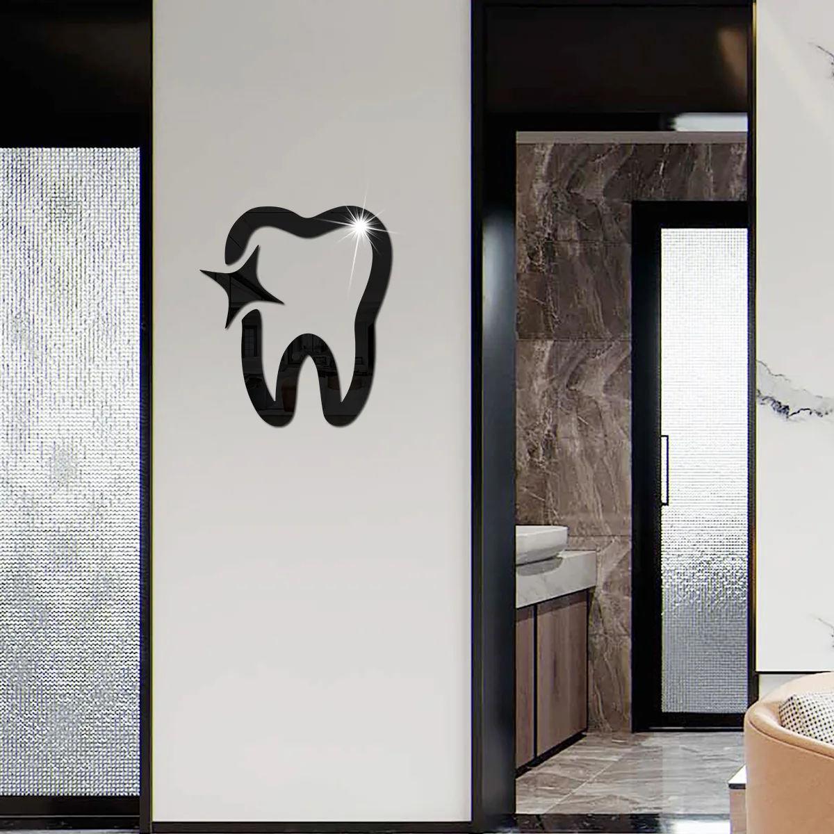 Caring For Dental Health Bathroom Modern Art Wall Sticker PVC Waterproof Self-adhesive Easy To Tear And Install Home Decor