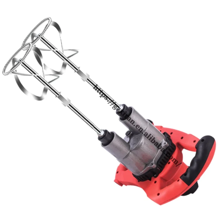 Industrial Double-rod Twin-screw Mixer Adjustable Speed Handheld Paint Cement Plaster Mortar Coating Putty Mixing Machine